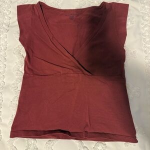 Brandy Melville Deep Red V-Neck Blouse
